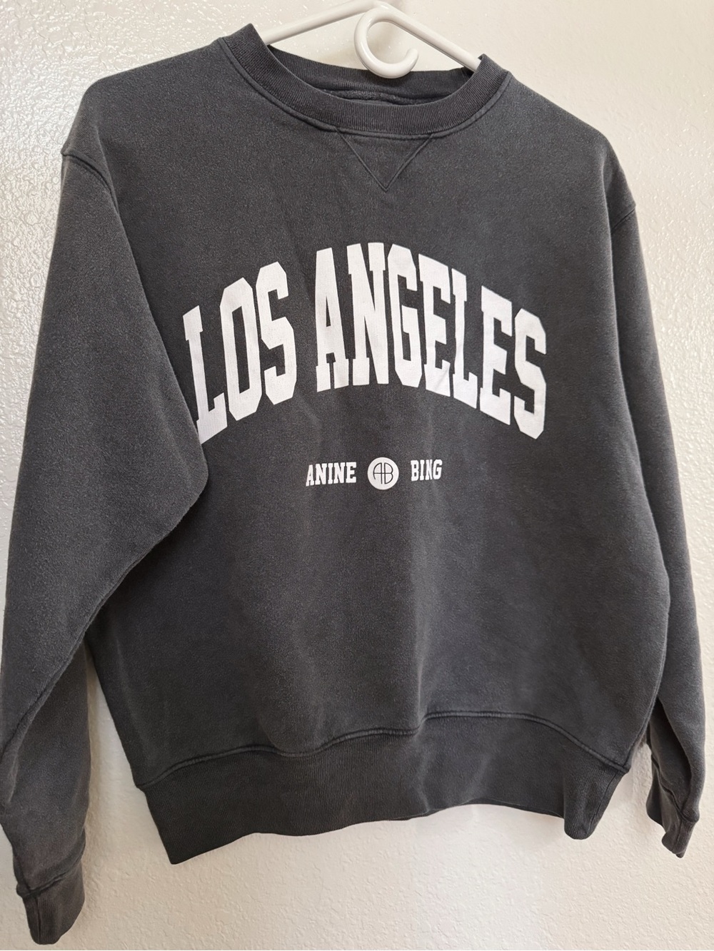Anine Bing Black Crewneck Sweatshirt with White 'LOS ANGELES' Print